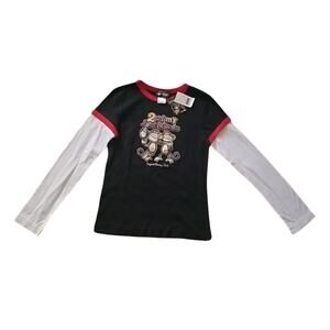 Bobby Jack Long sleeve Girls Shirt Black White Red Size L ( Kids )